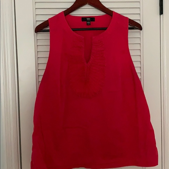 Coral sleeveless top with ruched detail - Picture 1 of 6